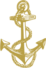 gold vintage illustration of an anchor and rope